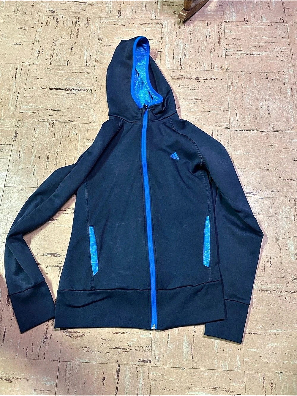 adidas Men's Blue Hooded Windbreaker